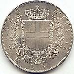 Vittorio Emanuele II: 5 Lire Argento - rovescio