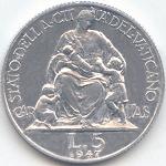 Vaticano: 5 Lire Carit 2 tipo - rovescio