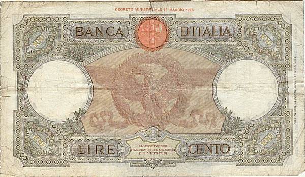 100 lire Aquila Romana dic.1940 circolato